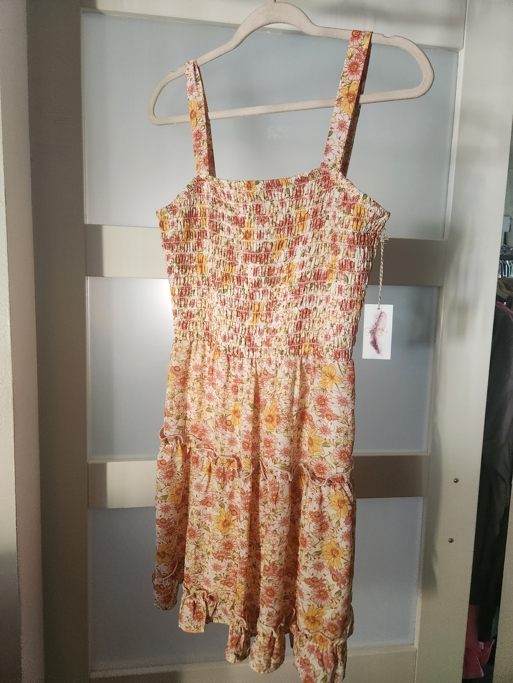 Jessica Simpson Pink & Yellow Floral Smocked Sundress